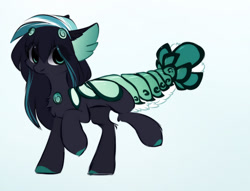 Size: 1024x782 | Tagged: safe, artist:little-sketches, oc, oc:naomi, closed species, eye clipping through hair, lobster tail, male, original species, solo, suisei pony
