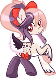 Size: 1024x1418 | Tagged: safe, artist:xwhitedreamsx, oc, oc only, oc:sweet velvet, species:deer, bow, cute, deerified, hair bow, looking back, original species, pale belly, simple background, solo, species swap, transparent background