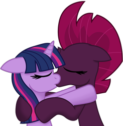 Size: 8956x9145 | Tagged: safe, artist:ejlightning007arts, character:fizzlepop berrytwist, character:tempest shadow, character:twilight sparkle, species:pony, ship:tempestlight, absurd resolution, eyes closed, female, kissing, lesbian, mare, shipping, simple background, transparent background, vector