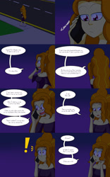 Size: 2000x3200 | Tagged: safe, artist:jake heritagu, character:adagio dazzle, comic:aria's archives, comic:rise, series:sciset diary, my little pony:equestria girls, cellphone, clothing, comic, dialogue, dress, female, grimdark series, implied sunset shimmer, phone, questionable series, speech bubble