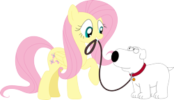 Size: 3569x2040 | Tagged: safe, artist:porygon2z, character:fluttershy, brian griffin, crossover, family guy