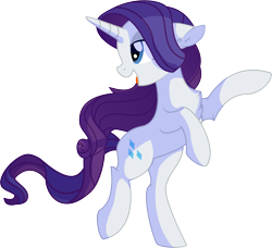 Size: 7038x6420 | Tagged: safe, artist:aureai-sketches, artist:cyanlightning, character:rarity, species:pony, species:unicorn, .svg available, absurd resolution, chest fluff, ear fluff, female, lidded eyes, mare, raised hoof, rearing, simple background, solo, standing, transparent background, vector