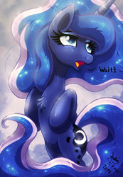 Size: 900x1300 | Tagged: safe, artist:joakaha, character:princess luna, species:alicorn, species:pony, chest fluff, crying, female, mare, open mouth, solo