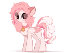 Size: 999x710 | Tagged: safe, artist:little-sketches, oc, oc:morning radiance, species:pegasus, species:pony, bell, bell collar, collar, eye clipping through hair, female, mare, simple background, solo, white background