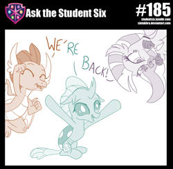Size: 800x783 | Tagged: safe, artist:sintakhra, character:ocellus, character:silverstream, character:smolder, species:changeling, species:classical hippogriff, species:dragon, species:hippogriff, species:reformed changeling, tumblr:studentsix, cute, diaocelles, diastreamies, post-it, smolderbetes