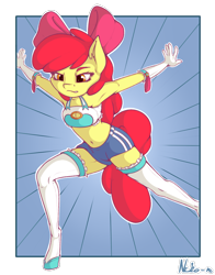 Size: 942x1200 | Tagged: safe, artist:neko-me, character:apple bloom, species:anthro, species:earth pony, species:pony, apple bloomers, armpits, bandeau, belly button, bow, breasts, busty apple bloom, clothing, female, hair bow, mare, midriff, older, solo