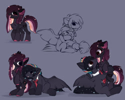 Size: 1920x1543 | Tagged: safe, artist:little-sketches, oc, oc only, oc:ayaka, oc:masashi, species:earth pony, species:pegasus, species:pony, alternate hairstyle, eye clipping through hair, female, holding a pony, male, mare, necktie, ponified, socks (coat marking), species swap, stallion