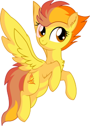 Size: 5409x7500 | Tagged: safe, artist:aureai-sketches, artist:cyanlightning, character:spitfire, species:pegasus, species:pony, .svg available, absurd resolution, backwards cutie mark, chest fluff, cutefire, ear fluff, female, flying, mare, simple background, smiling, solo, transparent background, vector