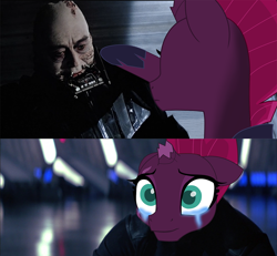 Size: 1130x1043 | Tagged: safe, artist:ejlightning007arts, edit, edited screencap, screencap, character:tempest shadow, my little pony: the movie (2017), anakin skywalker, crossover, crying, darth vader, death, return of the jedi, star wars, teary eyes