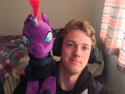 Size: 1280x960 | Tagged: safe, artist:ejlightning007arts, character:tempest shadow, species:human, build-a-bear, cute, headphones, irl, irl human, photo, plushie, shoulder pony