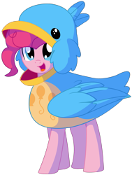 Size: 1911x2524 | Tagged: safe, artist:cyanlightning, character:pinkie pie, species:earth pony, species:pony, episode:the art of friendship, eqg summertime shorts, g4, my little pony: equestria girls, my little pony:equestria girls, .svg available, absurd resolution, animal costume, bird costume, clothing, costume, cute, diapinkes, equestria girls ponified, eye shimmer, female, looking at you, mare, open mouth, pinkie birdie, ponified, simple background, smiling, solo, svg, transparent background, vector