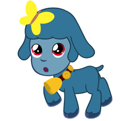 Size: 1000x1000 | Tagged: safe, artist:beavernator, character:grogar, species:sheep, episode:the beginning of the end, g4, my little pony: friendship is magic, baby, bell, bell collar, butterfly, chirin no suzu, cloven hooves, collar, lamb, simple background, transparent background, younger