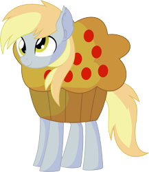 Size: 6153x7078 | Tagged: safe, artist:cyanlightning, character:derpy hooves, species:pegasus, species:pony, .svg available, absurd resolution, clothing, costume, cross-eyed, cute, derpabetes, ear fluff, female, food, food costume, mare, muffin, simple background, solo, transparent background, vector