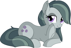 Size: 7997x5424 | Tagged: safe, artist:cyanlightning, character:marble pie, species:earth pony, species:pony, .svg available, absurd resolution, chest fluff, cute, ear fluff, ear tufts, eyeshadow, female, leaning, lidded eyes, looking at you, makeup, marblebetes, mare, prone, simple background, sitting, smiling, solo, transparent background, vector