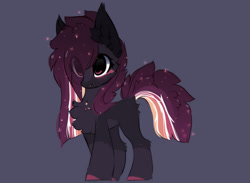 Size: 1280x938 | Tagged: safe, artist:little-sketches, oc, oc only, oc:ayaka, species:earth pony, species:pony, alternate design, blue background, chest fluff, eye clipping through hair, female, mare, ponified, simple background, solo, species swap