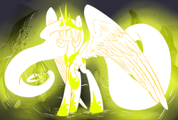 Size: 1748x1181 | Tagged: safe, artist:underpable, character:princess celestia, female, glow, light, magic, recolor, solo, super saiyan