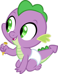 Size: 2429x3091 | Tagged: safe, artist:red4567, character:spike, species:dragon, episode:sparkle's seven, g4, my little pony: friendship is magic, baby, baby dragon, baby spike, crayon, cute, diaper, male, simple background, solo, spikabetes, that was fast, transparent background, vector