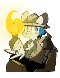 Size: 2550x3300 | Tagged: safe, artist:bbsartboutique, oc, oc only, oc:dreamy daze, species:pegasus, species:pony, clothing, daring do cosplay, daring do costume, hat, map, pith helmet, solo, torch