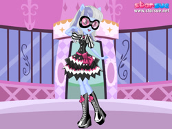 Size: 800x600 | Tagged: safe, artist:user15432, character:photo finish, species:human, my little pony:equestria girls, boots, clothing, dress, dressup, dressup game, glasses, high heel boots, high heels, ponied up, pony ears, shoes, starsue, wondercolts