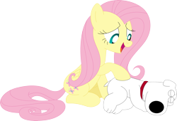 Size: 3567x2428 | Tagged: safe, artist:porygon2z, character:fluttershy, brian griffin, crossover, family guy