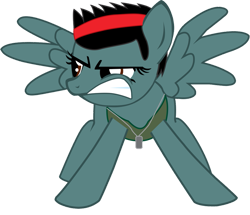 Size: 965x828 | Tagged: safe, artist:ejlightning007arts, species:pegasus, species:pony, alien (franchise), angry, crossover, dog tags, headband, ponified, simple background, transparent background, vasquez, vector