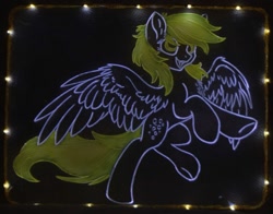 Size: 1449x1137 | Tagged: safe, artist:hioshiru, artist:irfp250n, artist:smokydreamer, character:derpy hooves, species:pony, acrylic plastic, acrylight, bipedal, chest fluff, craft, engrave, engraving, female, led, mare, paint, solo, spread wings, wings