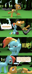Size: 1920x4320 | Tagged: safe, artist:red4567, character:quibble pants, character:rainbow dash, species:pony, episode:common ground, g4, my little pony: friendship is magic, 3d, aaugh!, ball, buckball, charlie brown, comic, fail, source filmmaker