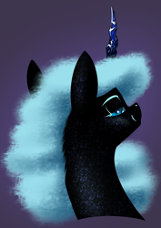 Size: 2480x3508 | Tagged: safe, artist:underpable, character:nightmare moon, character:princess luna, species:pony, candy, candy pony, cotton candy, female, food, food pony, looking back, mare, original species, ponified, rock candy, smiling, solo, sour candy