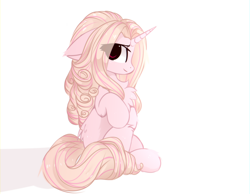 Size: 2196x1704 | Tagged: safe, artist:little-sketches, oc, oc only, oc:dixie, species:pony, species:unicorn, chest fluff, eye clipping through hair, female, mare, simple background, solo, white background