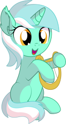 Size: 4918x9233 | Tagged: safe, artist:cyanlightning, character:lyra heartstrings, species:pony, species:unicorn, .svg available, absurd resolution, chest fluff, cute, ear fluff, female, filly, filly lyra, holding, lyrabetes, lyre, open mouth, simple background, sitting, smiling, solo, transparent background, vector, weapons-grade cute, younger