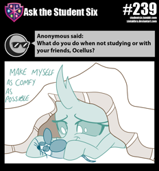 Size: 800x862 | Tagged: safe, artist:sintakhra, character:ocellus, species:changeling, species:reformed changeling, tumblr:studentsix, adorable face, blanket, cuddly, cute, cuteling, cuteness overload, dawwww, diaocelles, female, huggable, hugs needed, mouse, plushie, sintakhra is trying to murder us, solo, sweet dreams fuel, toy, toy mouse, weapons-grade cute