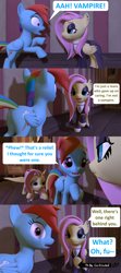 Size: 1920x4320 | Tagged: safe, artist:red4567, character:flutterbat, character:fluttershy, character:rainbow dash, species:bat pony, species:pony, 3d, bat ponified, comic, fluttergoth, race swap, source filmmaker, to be continued (meme)