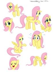 Size: 689x926 | Tagged: safe, artist:brendahickey, character:fluttershy, species:pegasus, species:pony, eyelid pull, female, mare, raised hoof, signature, solo
