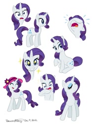 Size: 681x914 | Tagged: safe, artist:brendahickey, character:rarity, clothing, eyes closed, female, hat, open mouth, simple background, sitting, solo, white background