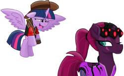Size: 14880x9129 | Tagged: safe, alternate version, artist:ejlightning007arts, edit, character:tempest shadow, character:twilight sparkle, character:twilight sparkle (alicorn), species:alicorn, species:pony, ship:tempestlight, drool, female, flying, lesbian, one eye closed, overwatch, shipping, simple background, sniper, team fortress 2, transparent background, twilight sniper, vector, widowmaker, widowtempest, wings, wink