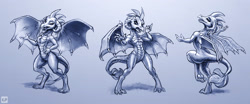 Size: 2400x1000 | Tagged: safe, artist:kp-shadowsquirrel, character:princess ember, species:dragon, angry, happy, sketch