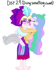 Size: 1600x2169 | Tagged: safe, artist:ktd1993, character:princess celestia, character:principal celestia, character:queen novo, ship:novolestia, my little pony:equestria girls, barefoot, blushing, equestria girls-ified, feet, female, kissing, lesbian, shipping