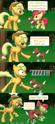 Size: 1920x4320 | Tagged: safe, artist:red4567, character:apple bloom, character:applejack, character:winona, 3d, comic, joy buzzer, prank, reference, source filmmaker