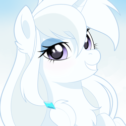 Size: 2000x2000 | Tagged: safe, artist:xwhitedreamsx, oc, oc:snowstorm melody, species:pony, species:unicorn, female, looking at you, mare, white