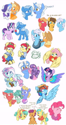Size: 5400x10172 | Tagged: safe, artist:chub-wub, character:applejack, character:barley barrel, character:big mcintosh, character:fluttershy, character:kerfuffle, character:petunia petals, character:pickle barrel, character:pinkie pie, character:rainbow dash, character:rarity, character:scootaloo, character:starlight glimmer, character:sunny skies, character:torque wrench, character:trixie, character:twilight sparkle, character:twilight sparkle (alicorn), species:alicorn, species:earth pony, species:pegasus, species:pony, species:unicorn, ship:rarijack, friendship is magic: rainbow roadtrip, g4, my little pony: friendship is magic, barrel twins, blank flank, chance-a-lot, cottonflock, creme brulee, cute, cutealoo, dashabetes, dialogue, diapinkes, diatrixes, doodle dump, female, fufflebetes, glimmerbetes, goggles, jackabetes, lesbian, missing cutie mark, moody root, mr. hoofington, mrs. hoofington, open mouth, raribetes, recolor, shipping, shyabetes, siblings, tongue out, twiabetes, twins, wing bling