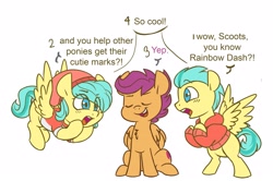 Size: 3075x2042 | Tagged: safe, artist:chub-wub, edit, character:barley barrel, character:pickle barrel, character:scootaloo, species:pegasus, species:pony, friendship is magic: rainbow roadtrip, g4, my little pony: friendship is magic, barrel twins, brother and sister, colt, cropped, female, filly, male, siblings, twins