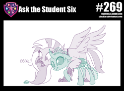 Size: 800x588 | Tagged: safe, artist:sintakhra, character:ocellus, character:silverstream, species:changeling, species:hippogriff, species:reformed changeling, tumblr:studentsix, cute, diaocelles, diastreamies, eeee, female, jewelry, ladybug, necklace