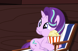 Size: 9126x5972 | Tagged: safe, artist:ejlightning007arts, character:starlight glimmer, species:pony, species:unicorn, beach chair, cute, eating, female, food, glimmerbetes, lying down, mare, popcorn