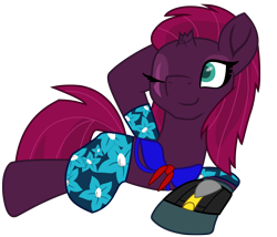 Size: 10525x8992 | Tagged: safe, alternate version, artist:ejlightning007arts, edit, character:fizzlepop berrytwist, character:tempest shadow, species:pony, alternate hairstyle, bikini, bikini top, clothing, cute, eye scar, one eye closed, sarong, scar, simple background, summer, swimsuit, tempestbetes, transparent background, vector, wink