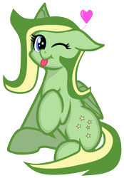 Size: 942x1356 | Tagged: safe, artist:didgereethebrony, artist:zeka10000, base used, oc, oc:boomerang beauty, species:pegasus, species:pony, cute, cutie mark, floating heart, heart, looking at you, mlem, one eye closed, silly, solo, tongue out, wink