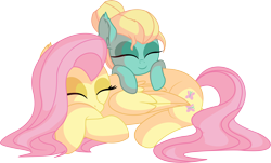Size: 9093x5507 | Tagged: safe, artist:cyanlightning, character:fluttershy, character:zephyr breeze, species:pegasus, species:pony, .svg available, absurd resolution, brother and sister, colt, colt zephyr breeze, cute, duo, ear fluff, eyes closed, female, folded wings, male, mare, one eye closed, prone, siblings, simple background, sisterly love, sleeping, smiling, transparent background, vector, wings, younger