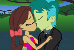 Size: 1464x988 | Tagged: safe, artist:ktd1993, character:sandbar, character:yona, ship:yonabar, my little pony:equestria girls, equestria girls-ified, female, kissing, male, shipping, straight