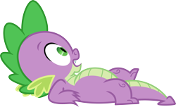 Size: 3567x2170 | Tagged: safe, artist:porygon2z, character:spike, species:dragon, lying down, male, open mouth, simple background, solo, transparent background, vector