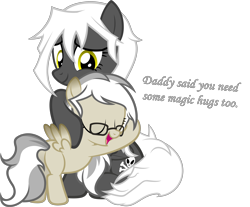 Size: 3498x2900 | Tagged: safe, artist:zacatron94, oc, oc only, oc:artistic treasure, oc:captain white, parent:oc:blank novel, parent:oc:captain white, parents:oc x oc, species:pegasus, species:pony, female, filly, hug, mare, mother and daughter, offspring, parents:whitenovel, simple background, transparent background, vector
