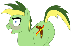 Size: 1106x723 | Tagged: safe, artist:didgereethebrony, base used, oc, oc:didgeree, species:pony, blushing, butt, cutie mark, missing wing, plot, simple background, solo, transparent background